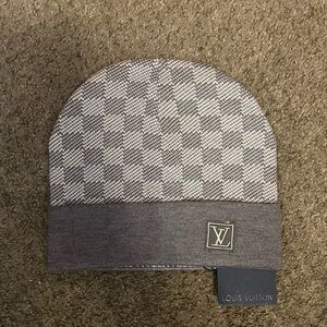 Designer Gray Checkered Fold-Over Beanie